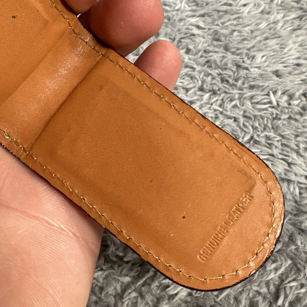 Fossil Genuine Leather Magnetic Money Clip Brown Pebbled Authentic EDC